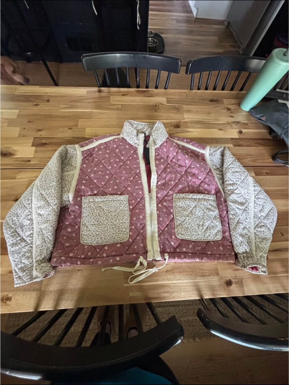 Blank NYC Quilted Two-Tone Pink and Cream Utility Jacket